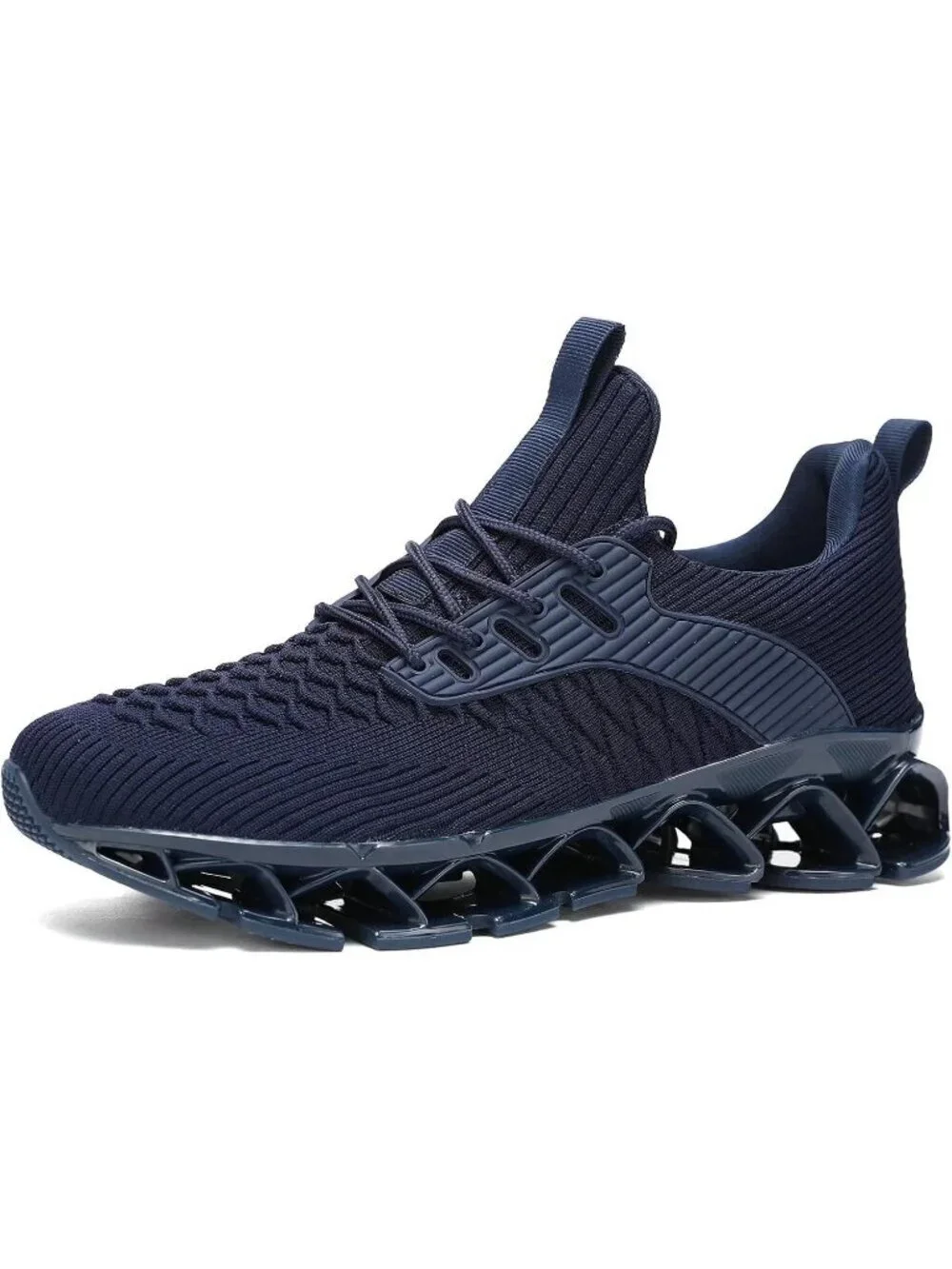 Men's Dark Blue Comfort Non Slip Blade Athletic Trainer Slip on Sneaker Shoes